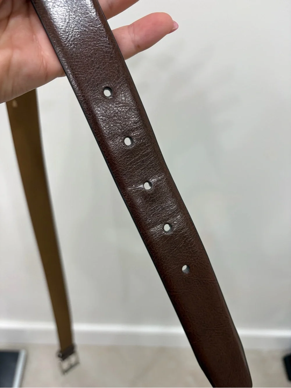 Men's Brown Leather Belt with Silver Buckle